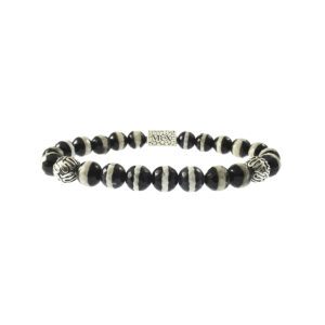 Beadbrothers beads armband "Dzi"agaat en zilveren beads