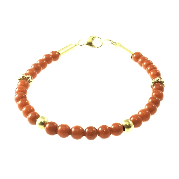 Armbandje bloedkoraal met goldplated zilver
